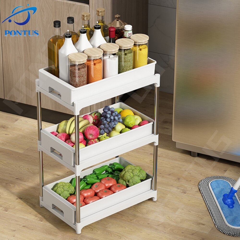 Kitchen Drawer Spice Rack Shelf Kitchen Cupboards Organizer Vegetable Pull Out Cabinet Bathroom Cupboard Storage Organize