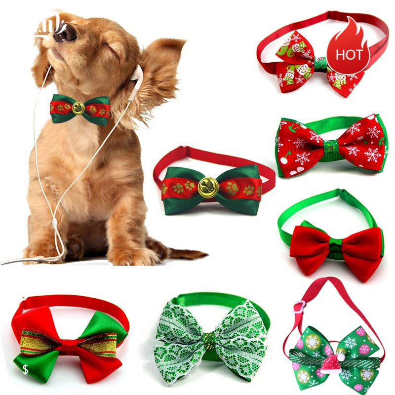 Pet Christmas Bow Collar